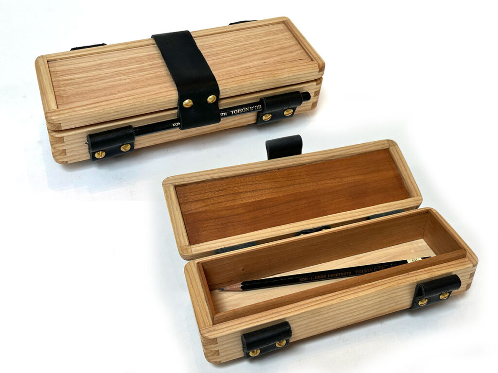 Small Leather and Wood Pencil Case by Eric Blanpied