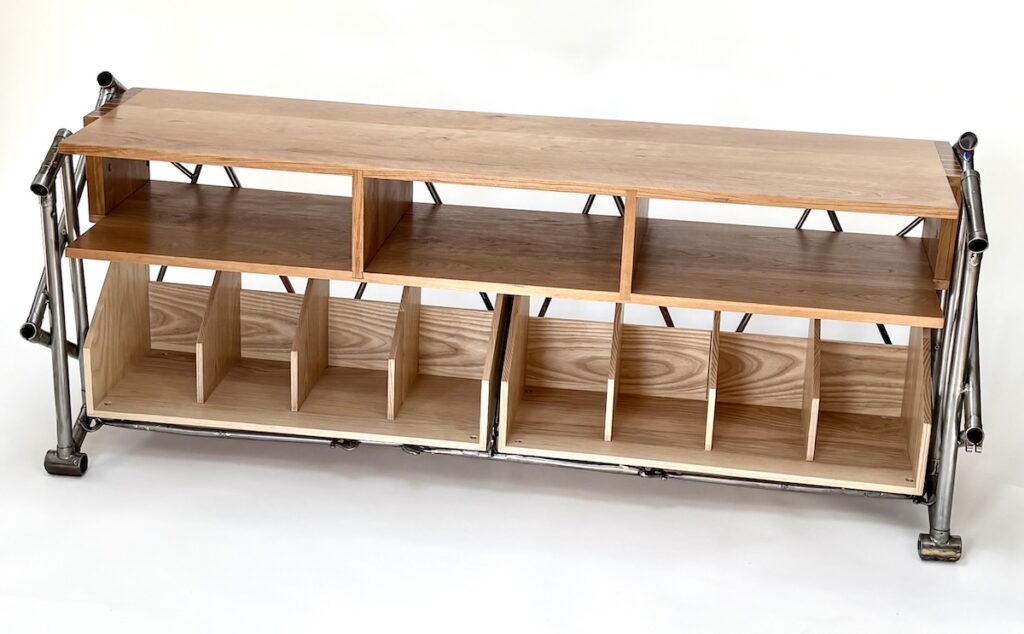 Stereo Console, Upcycled Bike Frames and Wood - Eric Blanpied